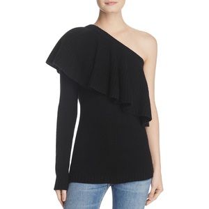 NWT! Aqua 💯 Cashmere Off Shoulder Ruffle Sexy & Super Soft Sweater